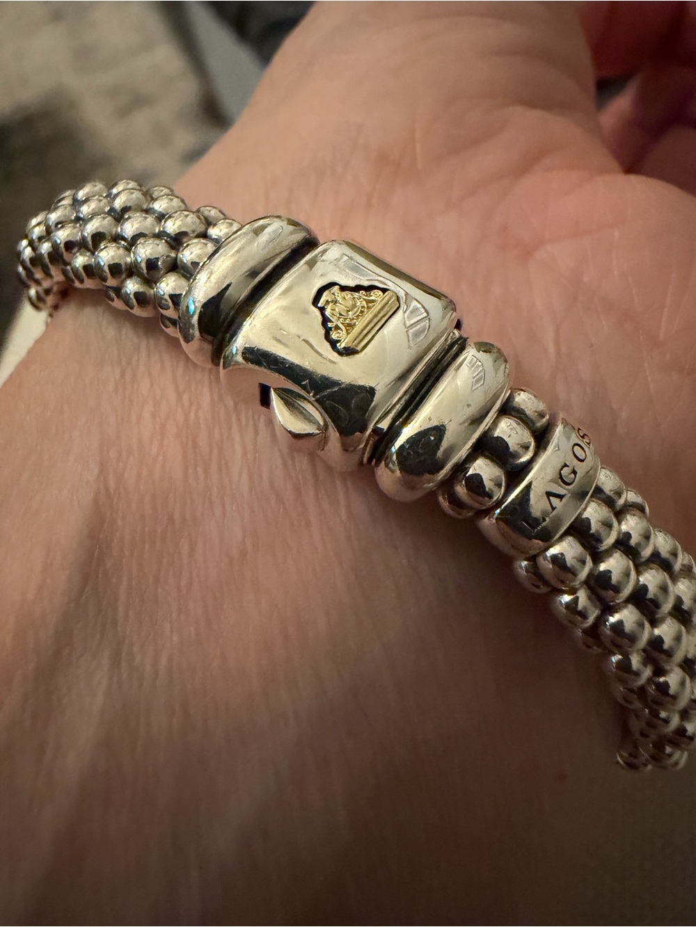 Lagos Newport Two-Tone Knot Caviar Diamond Bracelet | 9mm SIZE S - Picture 3 of 5